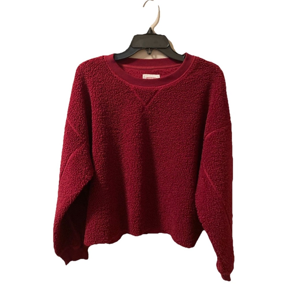 Cozy Maroon Sherpa Pullover Sweatshirt - Women